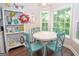 Inviting breakfast nook with a round table, blue chairs, and a large window overlooking the backyard at 832 Windy Mill Ct, Temple, GA 30179