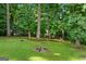 Lush backyard surrounded by trees at 3210 Roseheath Ln, Lithonia, GA 30038