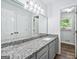 Bathroom featuring a large vanity with a granite countertop and neutral wall color at 3210 Roseheath Ln, Lithonia, GA 30038