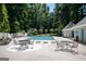 Community pool with chairs and tables available for lounging and relaxing by the water at 2303 Sharon Se Ct, Conyers, GA 30013