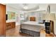 Serene main bedroom boasts tray ceilings, wood floors, and abundant natural light at 395 Sylvan Loop, Fayetteville, GA 30214