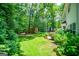 A well-maintained green yard includes lush trees, shed and patio furniture at 97 Coral Dr, Whitesburg, GA 30185