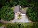 Aerial view showcases a charming brick home surrounded by lush greenery at 1655 Stacia Dr, Covington, GA 30016