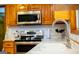 Close-up of a sink and countertop highlighting the stainless steel appliances in this well-lit kitchen at 1655 Stacia Dr, Covington, GA 30016