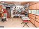 Well-organized garage with ample storage space and workbench at 350 Ridgemont Dr, Fayetteville, GA 30215