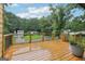 Wooden back deck with green backyard view at 6072 Holiday Blvd, Forest Park, GA 30297