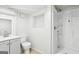 Updated bathroom with modern vanity and tiled walk-in shower at 6072 Holiday Blvd, Forest Park, GA 30297