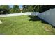 Green backyard enclosed by a white fence, offering a secure and private outdoor space at 6120 Raleigh Oaks Ct, Lithonia, GA 30058