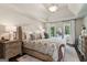 Spacious main bedroom featuring a tray ceiling, large windows, and stylish furnishings at 750 Highview Ct, Woodstock, GA 30189
