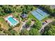 Great aerial view of community amenities including swimming pool, tennis courts, and common green area at 3007 Brush Arbor Xing, Mcdonough, GA 30252