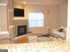 Comfortable living room area showcasing a fireplace, neutral tones, and bright natural lighting from the window at 4000 Orchard Hill Ter, Stone Mountain, GA 30083