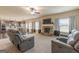Open concept living room with a fireplace, neutral-colored walls, and comfortable furniture at 171 Osier Dr, Mcdonough, GA 30252