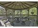 Cozy gazebo interior with comfortable seating, ideal for relaxation and outdoor entertaining at 1000 Pleasance Grv, Peachtree City, GA 30269