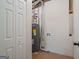 Basement utility area containing a water heater and connections for laundry, a practical setup at 115 Blue Grass Way, Oxford, GA 30054
