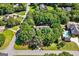 Aerial view of the house with a swimming pool and lush greenery at 401 Riverwalk, Mcdonough, GA 30252