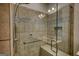 Shower with tile surround, built-in bench and niche at 2929 Rambler Dr, Loganville, GA 30052