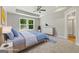 Bright bedroom with a ceiling fan, a pair of windows, and a light blue and light gray color scheme at 1555 South Bethany Rd, Locust Grove, GA 30248