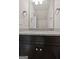 Close-up of a granite countertop vanity with modern fixtures in the powder room at 1555 South Bethany Rd, Locust Grove, GA 30248