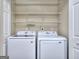 Laundry room with a Samsung washer and dryer and wire shelving at 5640 Terremont Cir, Norcross, GA 30093