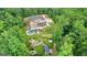 Aerial view of the property showcasing its expansive layout, pool, putting green, and lush landscaping at 4320 Blue Ridge Dr, Douglasville, GA 30135