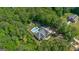 Aerial view of a home with an in-ground pool surrounded by a lush green forest at 11807 Alcovy Rd, Covington, GA 30014