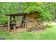 Charming wooden shed nestled in a lush green garden area at 349 Campground Rd, Mcdonough, GA 30253