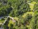 Aerial view of home with a long private driveway and lush green landscaping surrounding the property at 75 Auburn Rd, Auburn, GA 30011