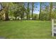 Wide angle view of lush green backyard and mature trees surrounding the property at 1770 Atherton Dr, Decatur, GA 30035