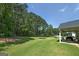 Large backyard with well-maintained lawn and mature trees providing both space and privacy at 433 Wilson Dr, Mcdonough, GA 30252