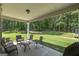 Covered patio with outdoor furniture overlooking a lush backyard and mature trees, perfect for entertaining at 433 Wilson Dr, Mcdonough, GA 30252