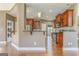 Well-designed kitchen with stainless steel appliances, dark cabinets, and an open layout to other living spaces at 100 Harmony Ct, Dallas, GA 30157