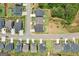 Aerial view of a neighborhood featuring well-maintained homes and manicured lawns in a peaceful setting at 247 Widener Way, Peachtree City, GA 30269