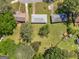 Aerial view of a home with a well-maintained yard surrounded by lush greenery and other residences at 3548 Meadowview Ct, Rex, GA 30273