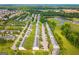 A high-angle view of the complex, featuring lush landscaping, a serene pond, and rows of townhouses at 1851 Grove Way, Hampton, GA 30228