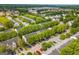 A high-angle view of a townhouse complex showing well-maintained landscaping and parking spots at 1851 Grove Way, Hampton, GA 30228