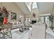 Bright living room featuring soaring ceilings, a cozy fireplace, and stylish, comfortable seating at 226 Long Island Dr, Whitesburg, GA 30185