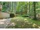 Lush backyard featuring mature trees and a well-manicured lawn at 3600 Goldenrod Dr, Alpharetta, GA 30005