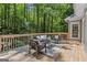 Cozy deck with outdoor seating, offering a peaceful retreat surrounded by lush greenery at 3600 Goldenrod Dr, Alpharetta, GA 30005