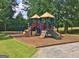 Colorful playground with swings, slides, and climbing structures on a mulch bed at 500 Merrill Ln, Peachtree City, GA 30269
