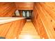 Wood staircase leading to basement with light walls and double doors at 258 Big Oak Rd, Whitesburg, GA 30185