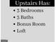 Image showing the upstairs features of the house: 3 beds, 3 baths, bonus room, loft at 1240 Hayes Sq, Peachtree City, GA 30269