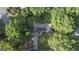 Aerial view of a home surrounded by mature trees and a large grassy yard at 23 Hunting Creek Dr, Marietta, GA 30068