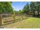 Fenced-in garden in the backyard with raised garden beds and a walking path at 23 Hunting Creek Dr, Marietta, GA 30068