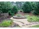 Backyard featuring an artistic water feature, stone pathways, and diverse plantings surrounded by mature trees at 2256 Long Bow Chase Nw, Kennesaw, GA 30144