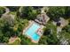 Community pool and playground from above, surrounded by lush greenery at 162 Daltree Ct, Marietta, GA 30068