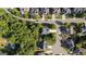 Aerial view of a wooded neighborhood and landscaping showcasing the property's serene setting at 1210 Magnolia Park Cir, Cumming, GA 30040