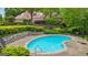 Community pool offers a refreshing escape, surrounded by mature landscaping and a stone wall at 1858 Preserve Way, Atlanta, GA 30341