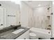 Updated bathroom featuring a shower-tub combination with modern fixtures and granite countertops at 3525 Montebello Pkwy, Cumming, GA 30028