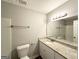 Bathroom with granite countertop, updated fixtures, and stylish tile at 3170 W Point Cir, Douglasville, GA 30135