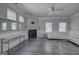 Bright living room boasts a fireplace, stylish console, and comfortable seating at 158 Bryon Ln, Acworth, GA 30102